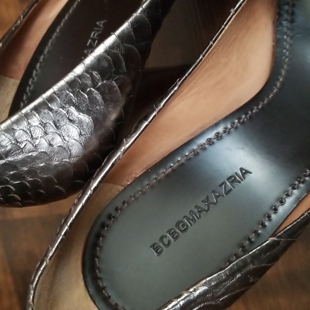 Bcbgmaxazria Python Platform Peeptoe All Leather … - image 4